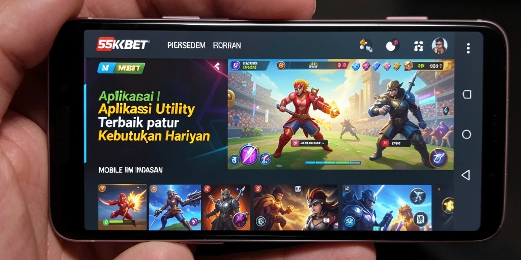 Tampilan intuitif aplikasi Utility 55KBET yang memudahkan pengguna.