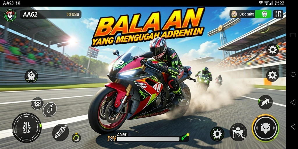 Gameplay seru dengan balapan motor yang menantang.