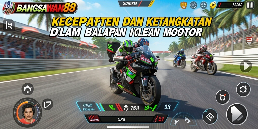 Gameplay mendebarkan BANGSAWAN88 dengan motor balap yang cepat dan trek yang menantang.