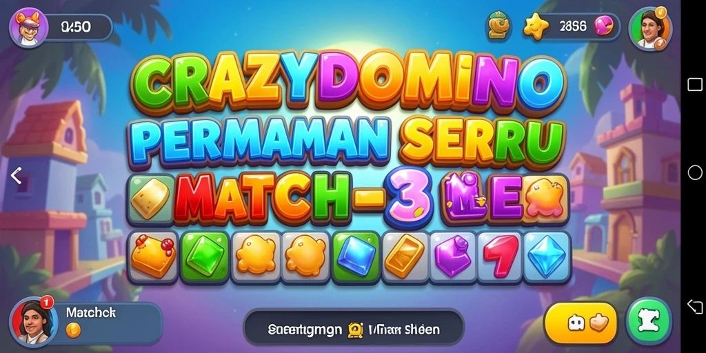 Tampilan menarik gameplay CRAZYDOMINO dengan domino berwarna-warni.