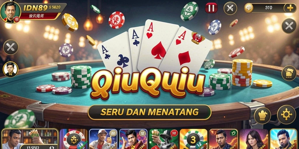 Tampilan gameplay seru dan strategis QiuQiu di IDN89.