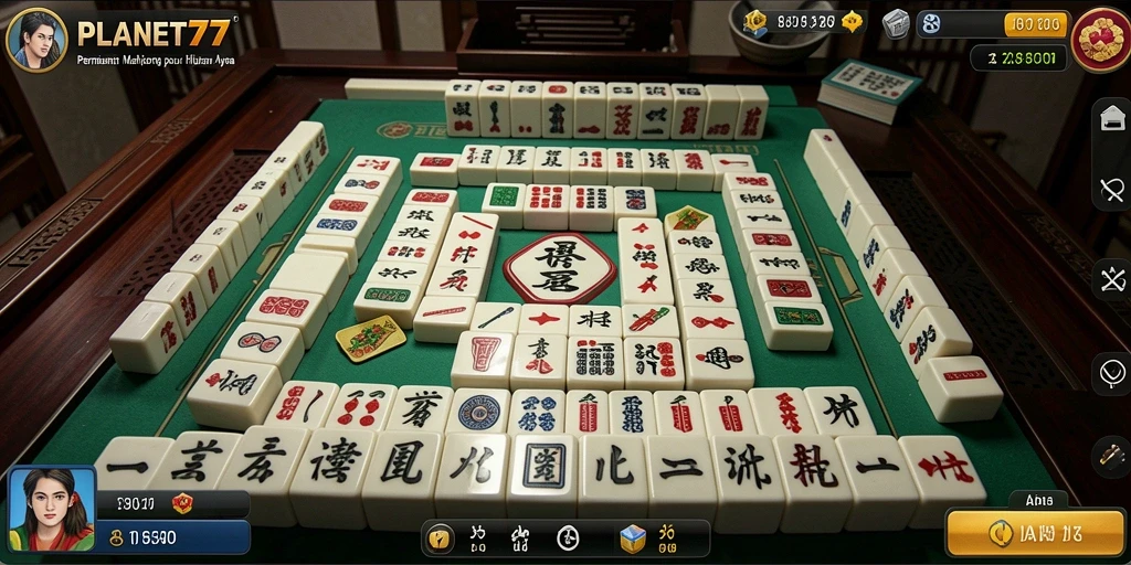 Screenshot permainan PLANET77 menampilkan keseruan dalam bermain Mahjong.