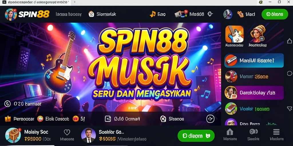 Screenshot utama SPIN88 menampilkan gameplay musik yang seru.