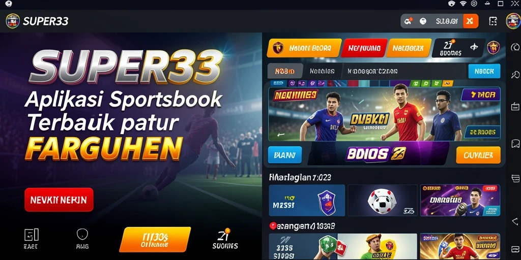Screenshot SUPER33 menunjukkan taruhan langsung dan statistik olahraga menarik.