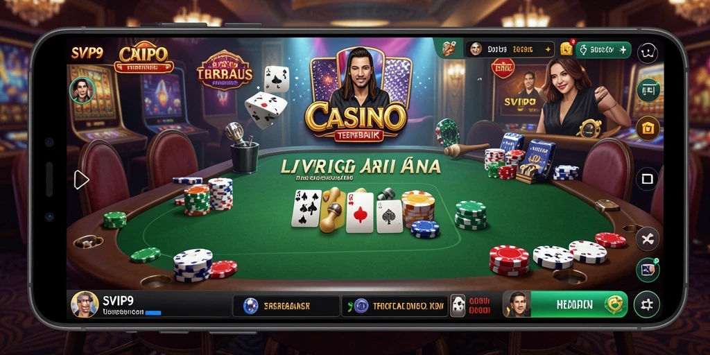 Screenshot gameplay Live Casino SVIP9 yang menampilkan dealer profesional dan pemain yang terlibat.
