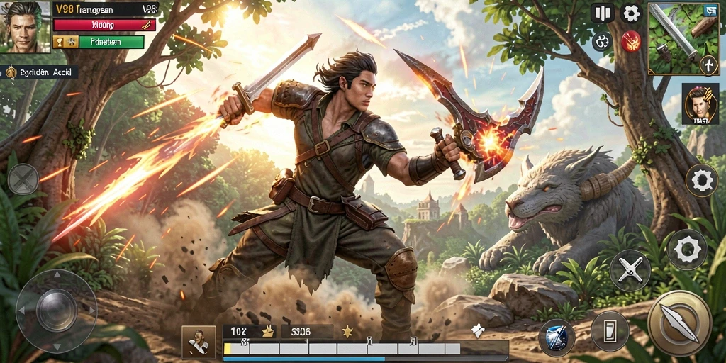 Tampilan gameplay V98 yang penuh aksi dan tantangan.