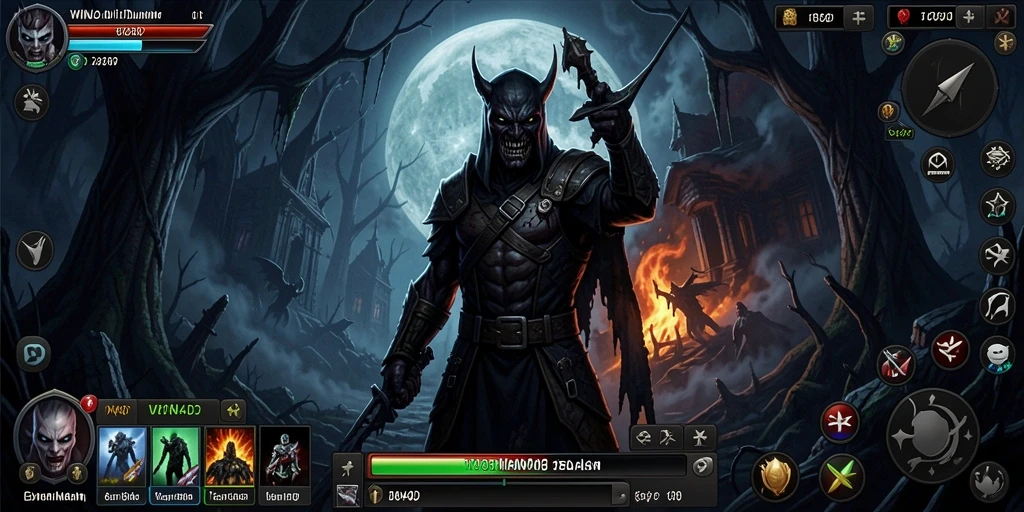 Tangkapan layar dari gameplay WIN4D yang penuh dengan ketegangan dan kegelapan.